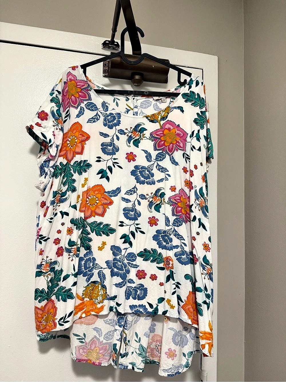Rachel Zoe Floral Tunic in White & Multicolor Size Xl Like New